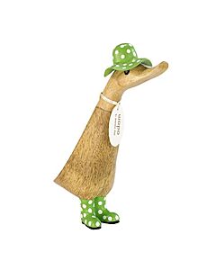 DCUK Spotted Wooden Duck Duckling Hat and Wellies (Green)